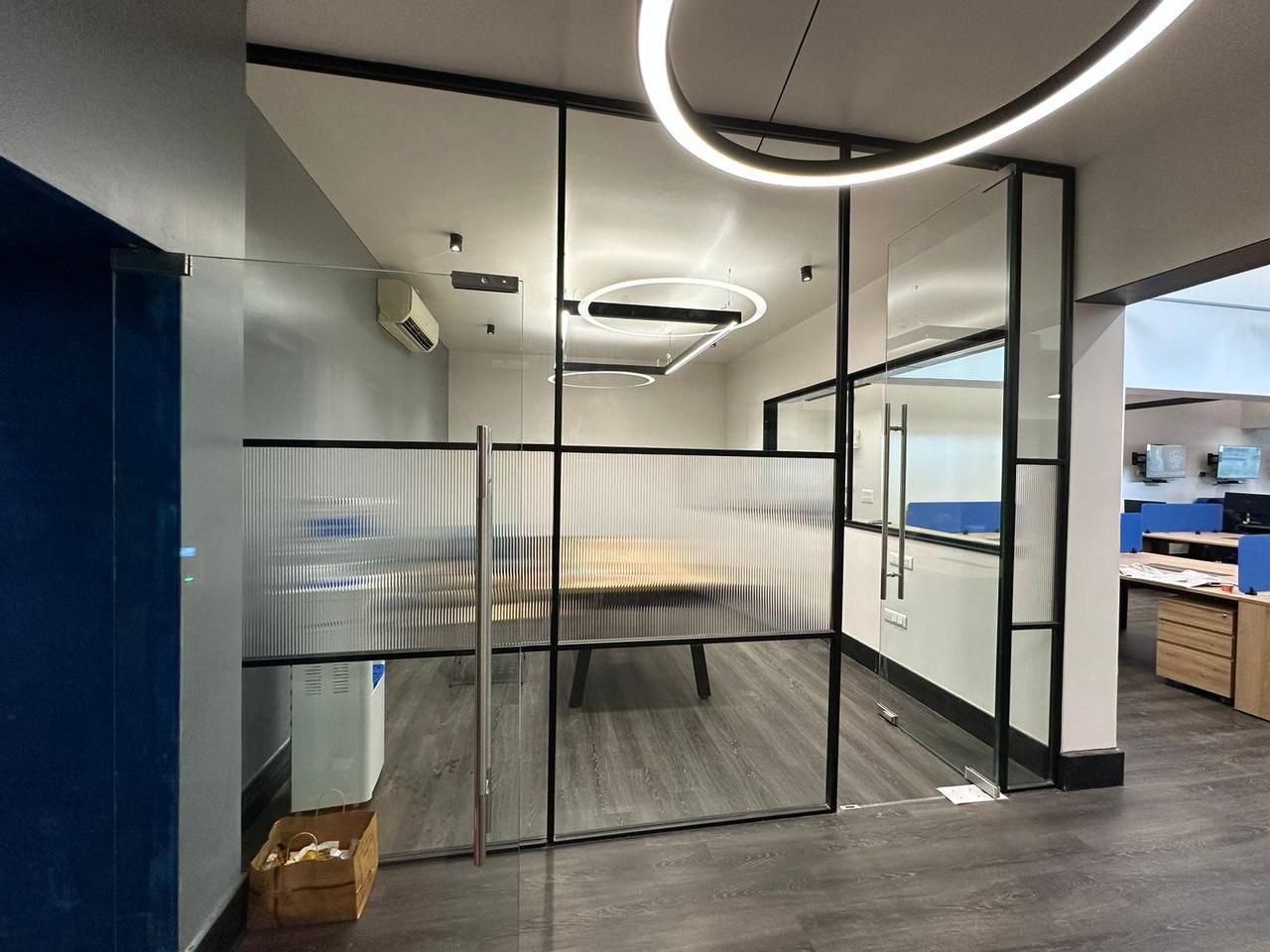 Glass partition meeting room
